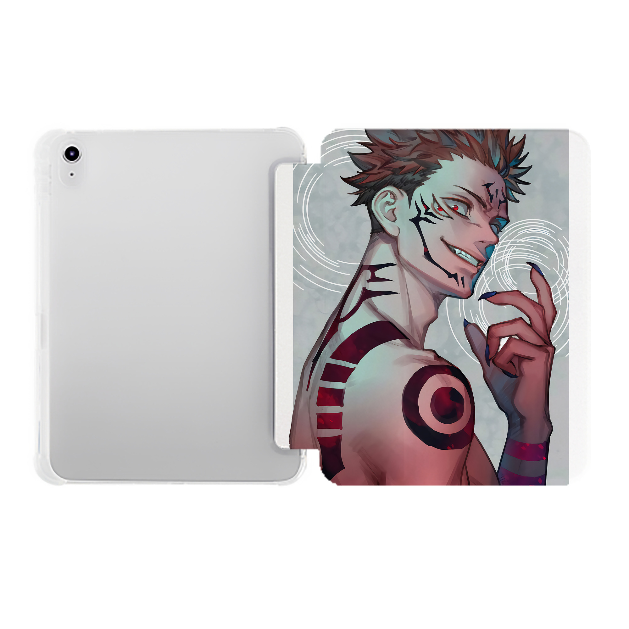（画像用） 呪術廻戦 Jujutsu Kaisen IPad ケース ペン収納付き 三つ折りスタンド PUレザー×シリコン 対応機種9.5/10.5/10.9インチ